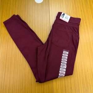 Utopia By HUE High Rise Comfort Waistband Full Length Denim Legging Small Maroon